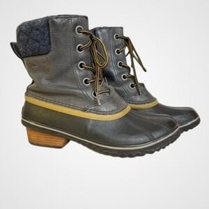 Sorel Black and Tan Lace-Up Waterproof Winter Boots